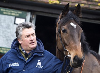 Trainer Paul Nicholls with his Champion Hurdle hopeful Zarkandar.