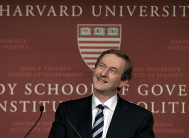 Taoiseach Enda Kenny at Harvard University's John F Kennedy School of Government yesterday