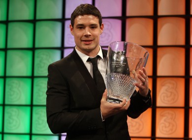 Darren O'Dea with his 3 FAI Young International Player of the Year Award.