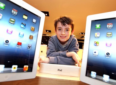 Billy Leech, 10, from Edenderry was the first person in the queue at Arnott's in Dublin this morning to buy the new iPad, which went on sale in Ireland today.