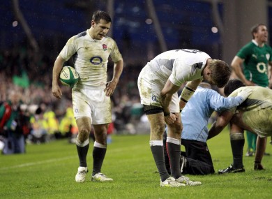 Care (left) in action for England at the Aviva last year.