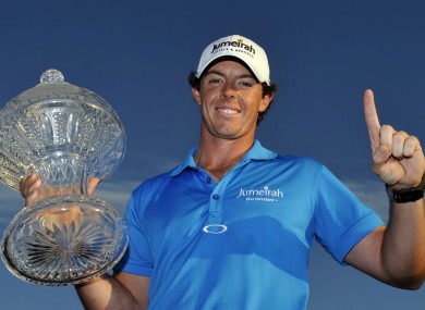 McIlroy with the Honda Classic trophy last night.