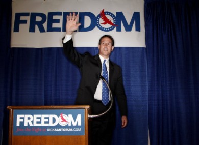 Santorum at the Racine, Wisconsin rally yesterday.