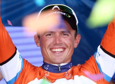 Simon Gerrans (GreenEdge) celebrates his win.