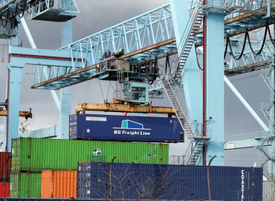 File photo of shipping containers at Dublin Port. Britain made the biggest dent in Ireland's trade surplus for 2011.