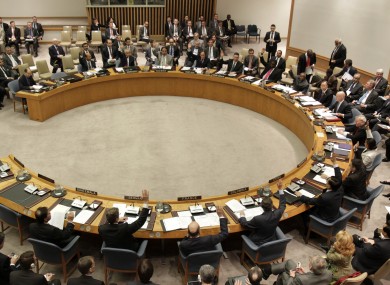UN Security Council members at talks last month
