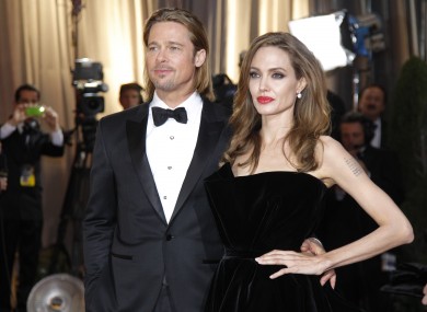 Brad and Angelina at this year's Oscars. Not pictured: Angelina's right leg.