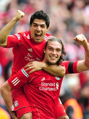 Liverpool's scorers celebrate