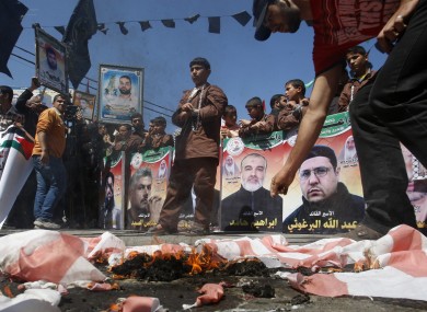 Palestinians mark the annual prisoners day in Gaza earlier today