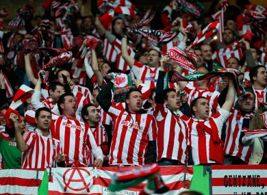 Bilbao supporters celebrate.