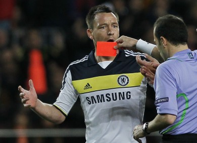 John Terry was dismissed for an off-the-ball kick at Alexis Sanchez.