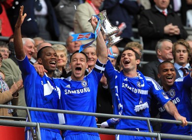Didier Drogba, John Terry and Frank Lampard celebrate Chelsea's FA Cup win.