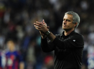 Mourinho applauds the Real Madrid fans.
