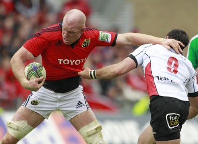 Paul O'Connell is tackled by Ulster's Ruan Pienaar during their European Cup quarterfinal.