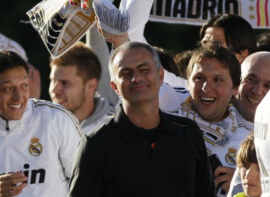 Jose Mourinho celebrates winning La Liga with Real Madrid this year.