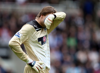 Newcastle goalkeeper can't bear to luck as his team miss another chance to secure Champions League qualification.