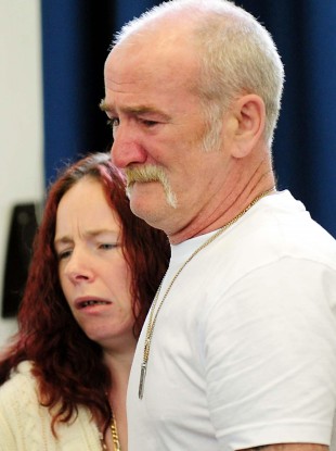 Mick Philpott and wife Mairead speak to the media at Derby Conference Centre, Derby following a fire at their home on 11 May which claimed the lives of six of his children.