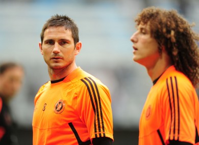 Chelsea's Frank Lampard and David Luiz during training.
