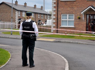 A general view of the police cordon at the scene of a shooting at William Court in Bellaghy, near Magherafelt, Co Derry.