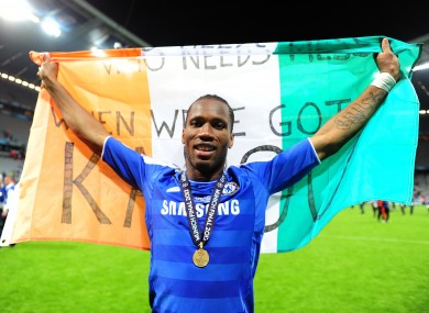 Chelsea's Didier Drogba celebrates after the game.