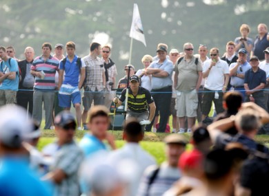 Rory McIlroy on the 2nd hole during day one of the BMW PGA Championship at Wentworth.