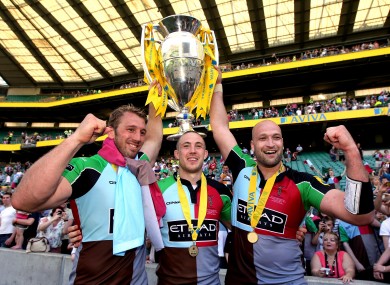 Harlequins' Chris Robshaw, Mike Brown and George Robson.