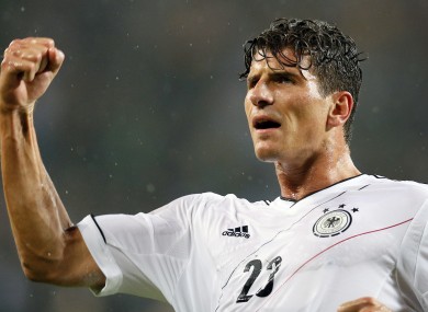 Mario Gomez celebrates scoring his side's opening goal.