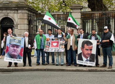 Anti-Syrian regime protesters outside the Dáil today.