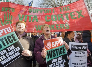 A protest in support of the Vita Cortex workers