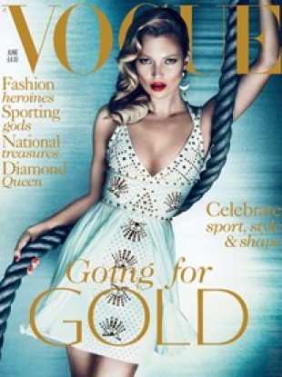 Kate Moss on the cover of the June edition of British Vogue