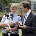 Pictured with Minister Shatter is Gda Fiona Tighe, who uncovered a puppy farm whose owner was selling the puppies from the boot of his car.
Photo: Mark Stedman/Photocall Ireland