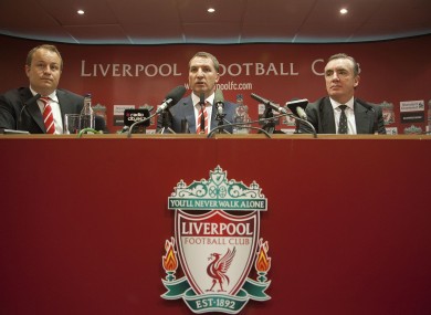 Brendan Rodgers, centre, at his so-called unveiling.