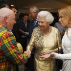 One quite likes Kylie, but one thinks the gentleman from Madness's jacket is a bit much, frankly (Dave Thompson/PA Wire/Press Association Images)