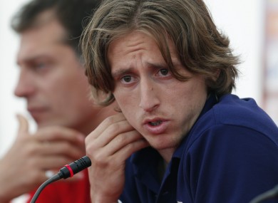 Luka Modric speaks at a press conference ahead of the game.