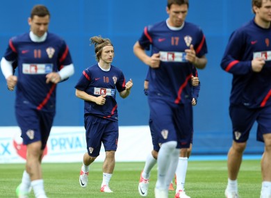 Modric and the Croatian players training this week.