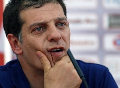 Croatia head coach Slaven Bilic attends a news conference yesterday.