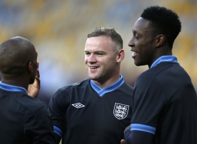 England and Manchester United team-mates Ashley Young, Wayne Rooney and Danny Welbeck.