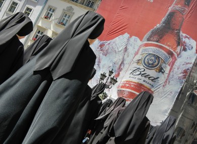 Not what it seems...this Christian group are demonstrating for recognition in Ukraine (not worshipping the King of Beers)