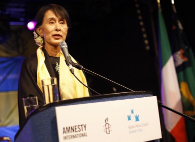 Aung San Suu Kyi after receiving the Freedom of the City of Dublin on Monday
