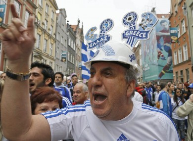 Greek fans on the streets of Gdansk today.