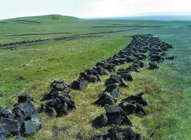 File photo of peat cuttings: the EU habitats directive demands that certain boglands be protected from turf-cutting.
