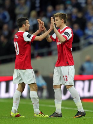 Van Persie and Bendtner: Coming to a European giant near you. Or, Celta Vigo.
