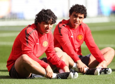 Manchester United's Fabio Da Silva (left) and Rafael Da Silva in training.