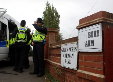 Police at the Greenacres site at the time of the arrests last year