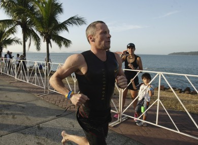 Lance Armstrong competes in the Ironman Panama 70.3. triathlon in Panama City.