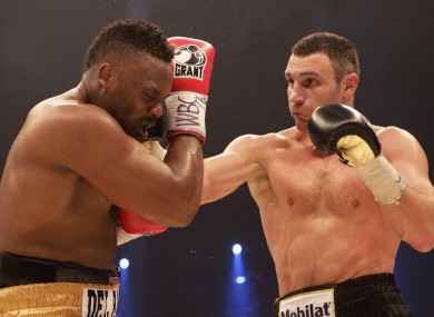Vitali Klitschko connects with Dereck chisora during their WBC bout in February.