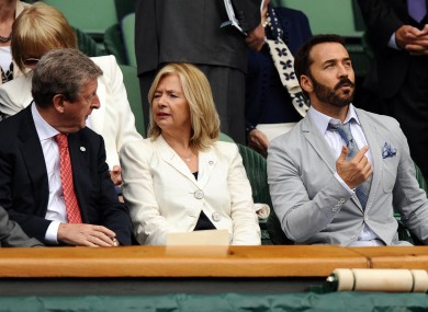 Entourage star Jeremy Piven (right) in the Royal Box alongside Roy Hodgson (left) and his wife Sheila yesterday at Wimbledon.
