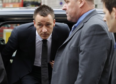 John Terry arrives at Westminster Magistrates Courts in London.
