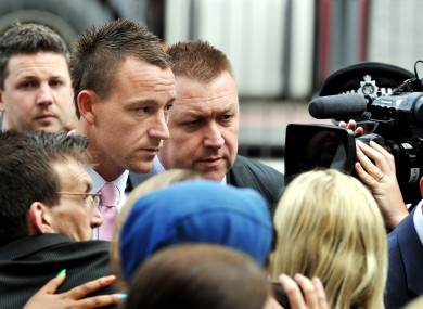John Terry arrives at Westminster Magistrates Courts in London today.