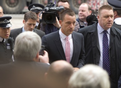 John Terry arrives at Westminster Magistrates Courts in London today.